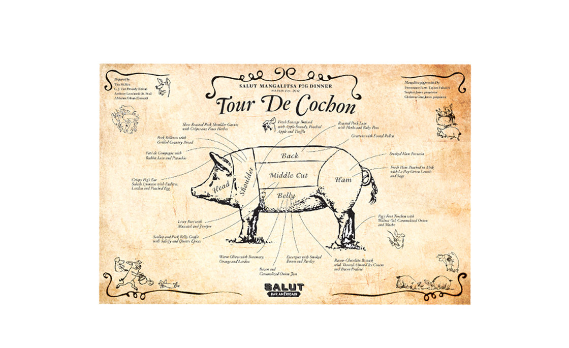 Salut Placemat with Mangalitsa Illustration